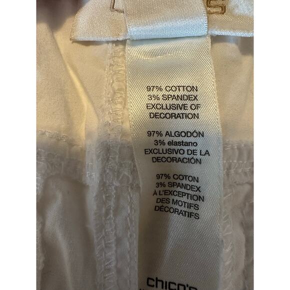 Chico’s White Cargo Capri's Pants Women’s Size 2 Crop US 12 Cotton Stretch - Picture 6 of 7